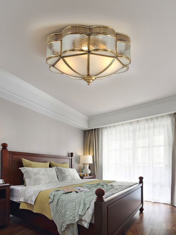 Brass Domed Flush Mount Ceiling Light Fixture