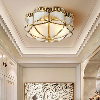 Brass Domed Flush Mount Ceiling Light Fixture