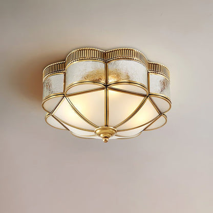 Brass Domed Flush Mount Ceiling Light Fixture
