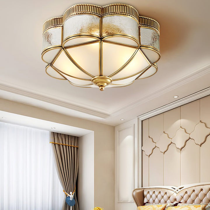 Brass Domed Flush Mount Ceiling Light Fixture