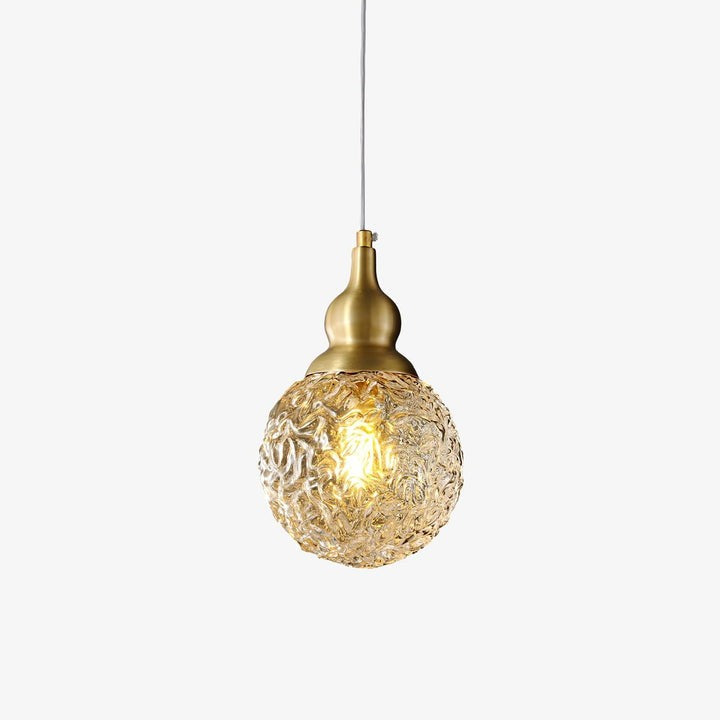 Brass Etched Glass Gourd Pendant Light
