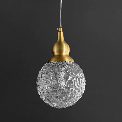 Brass Etched Glass Gourd Pendant Light