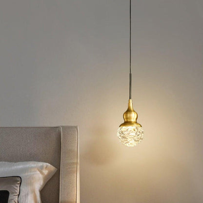 Brass Etched Glass Gourd Pendant Light