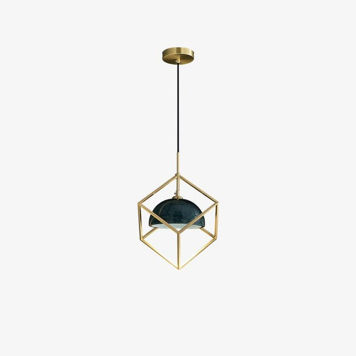 Brass & Marble Square Lantern Pendant Light