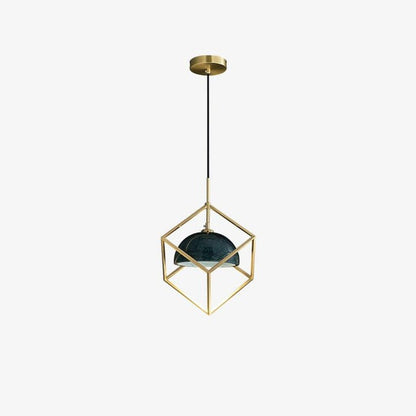 Brass & Marble Square Lantern Pendant Light