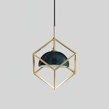 Brass & Marble Square Lantern Pendant Light
