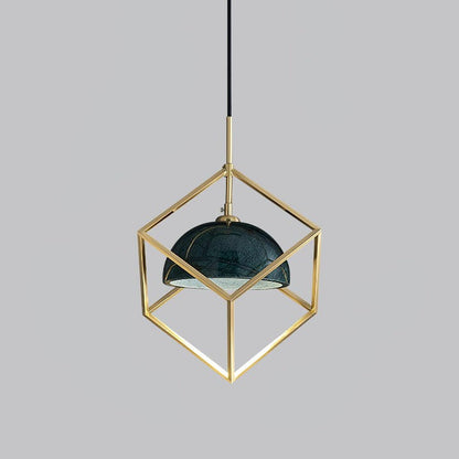 Brass & Marble Square Lantern Pendant Light