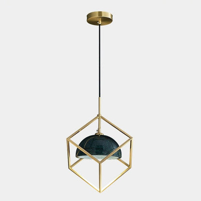 Brass & Marble Square Lantern Pendant Light