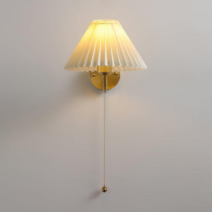 Brass Pleated Fabric Shade Wall Sconce