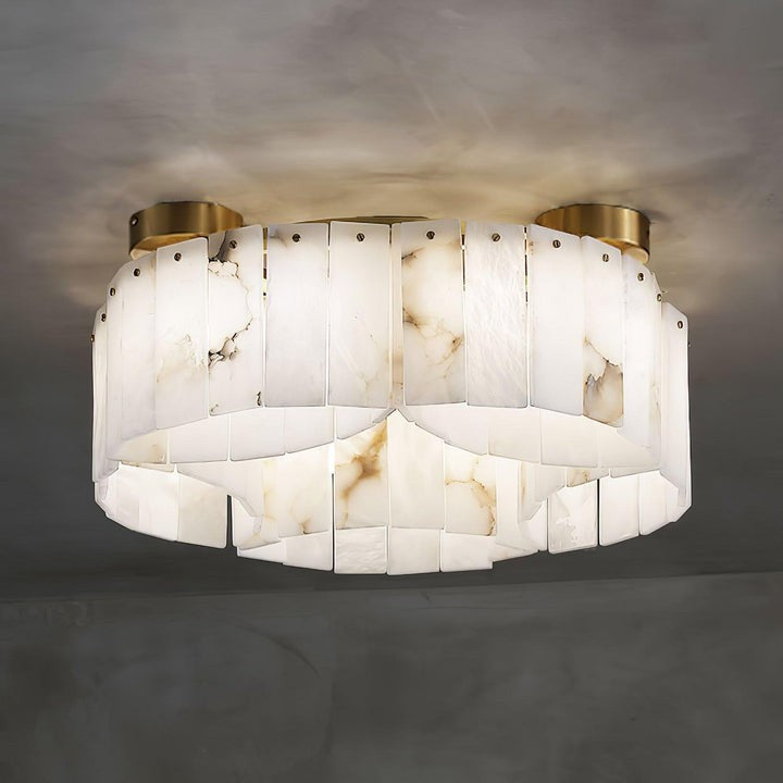 Brass-Alabaster Flush Mount Ceiling Light