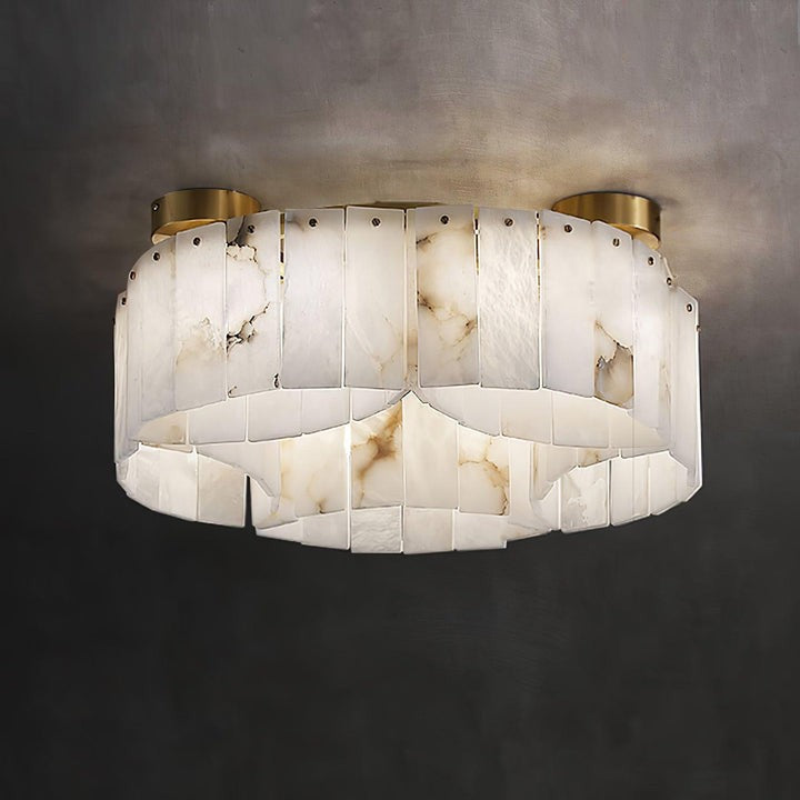 Brass-Alabaster Flush Mount Ceiling Light