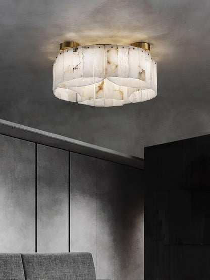 Brass-Alabaster Flush Mount Ceiling Light