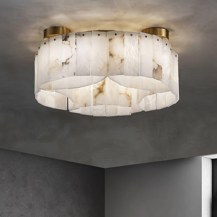Brass-Alabaster Flush Mount Ceiling Light