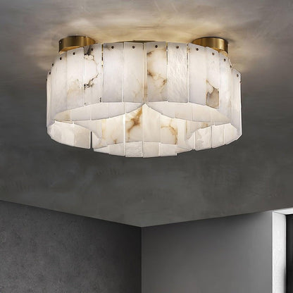 Brass-Alabaster Flush Mount Ceiling Light