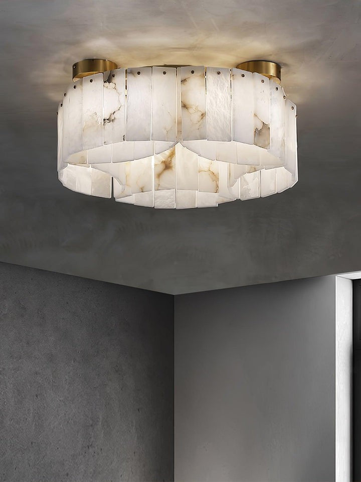 Brass-Alabaster Flush Mount Ceiling Light