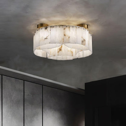 Brass-Alabaster Flush Mount Ceiling Light