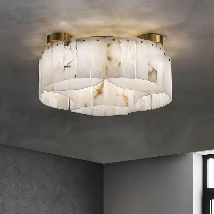 Brass-Alabaster Flush Mount Ceiling Light