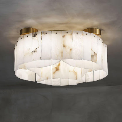 Brass-Alabaster Flush Mount Ceiling Light