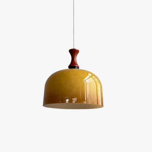 Brown Metal & Glass Down Pendant Light