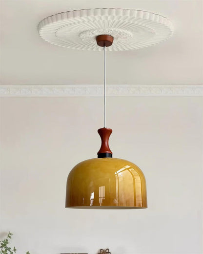 Brown Metal & Glass Down Pendant Light