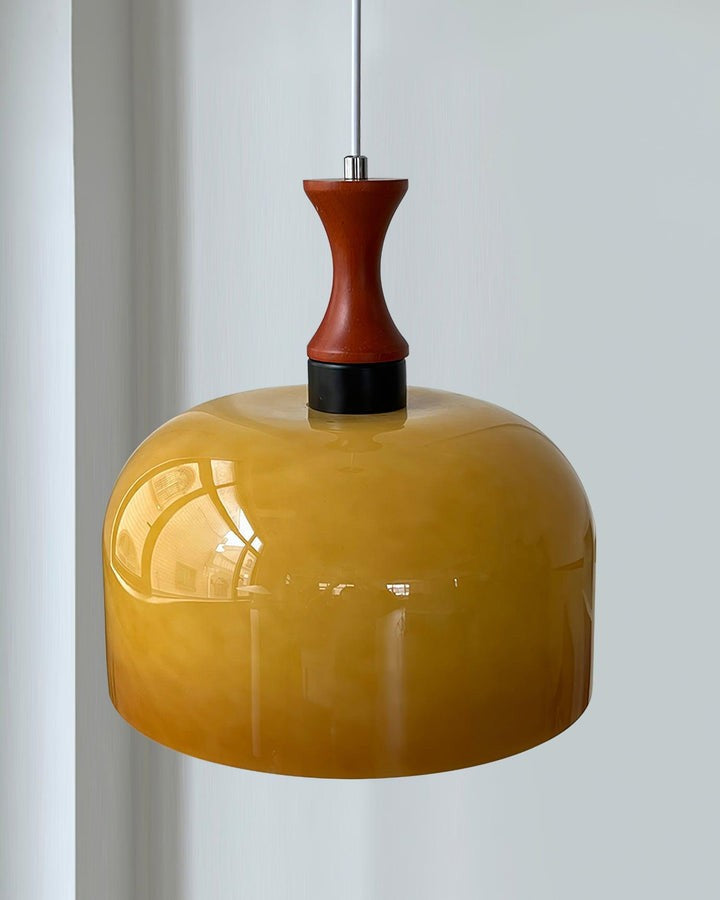 Brown Metal & Glass Down Pendant Light