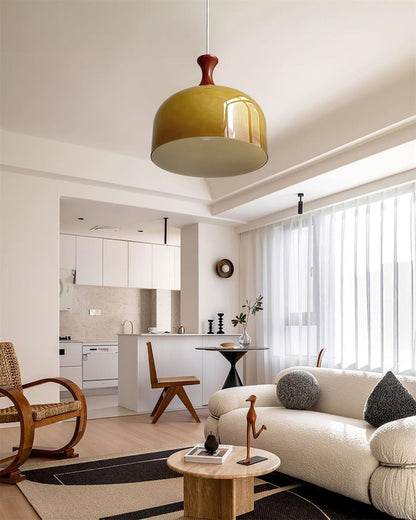 Brown Metal & Glass Down Pendant Light