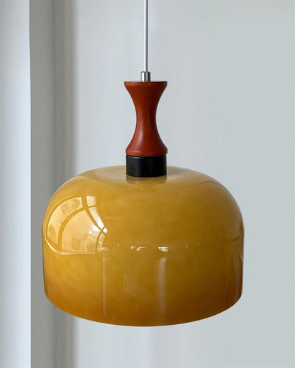 Brown Metal & Glass Down Pendant Light
