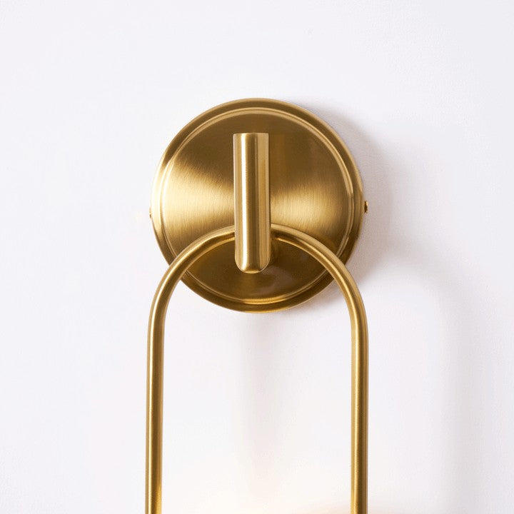 Brushed Brass Wall Sconce with Frosted Glass Globe