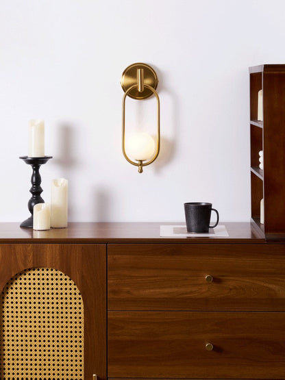 Brushed Brass Wall Sconce with Frosted Glass Globe