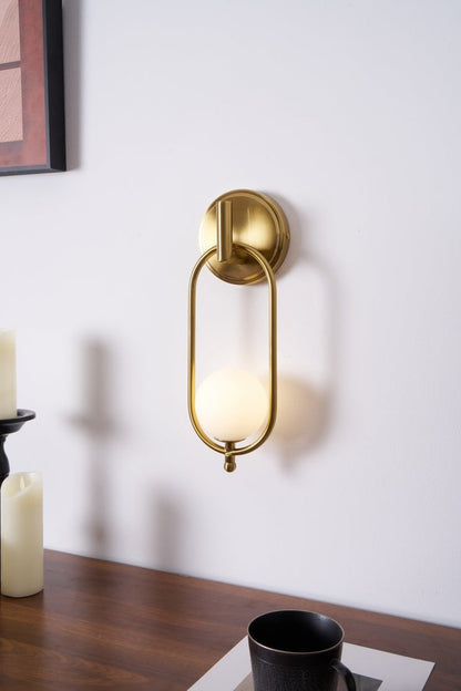 Brushed Brass Wall Sconce with Frosted Glass Globe