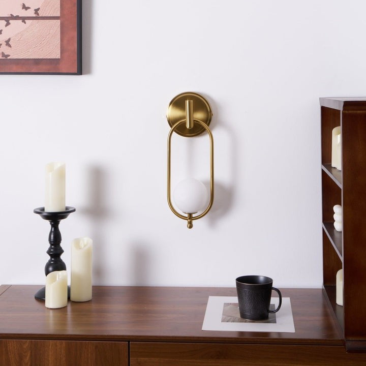 Brushed Brass Wall Sconce with Frosted Glass Globe