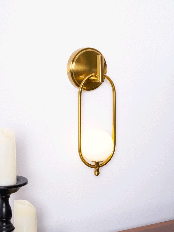 Brushed Brass Wall Sconce with Frosted Glass Globe