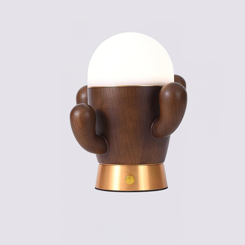 Cactus-Inspired Wooden LED Table Lamp with Dimmer