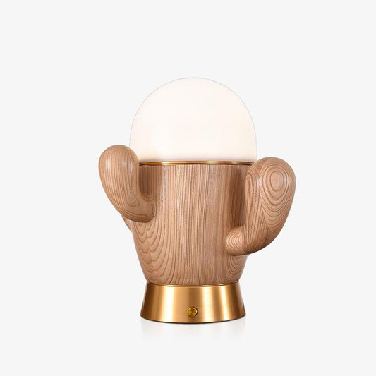 Cactus-Inspired Wooden LED Table Lamp with Dimmer