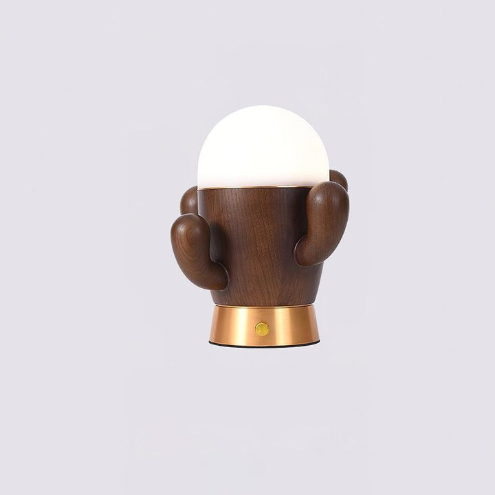 Cactus-Inspired Wooden LED Table Lamp with Dimmer