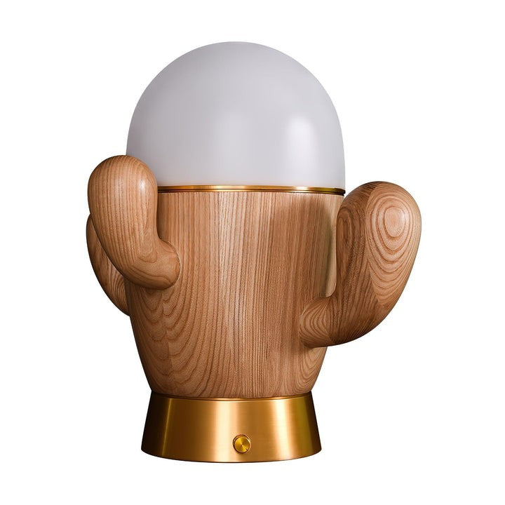 Cactus-Inspired Wooden LED Table Lamp with Dimmer