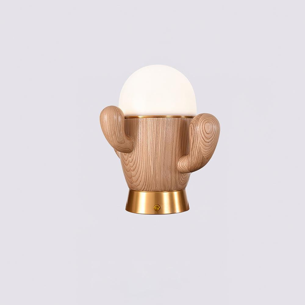Cactus-Inspired Wooden LED Table Lamp with Dimmer