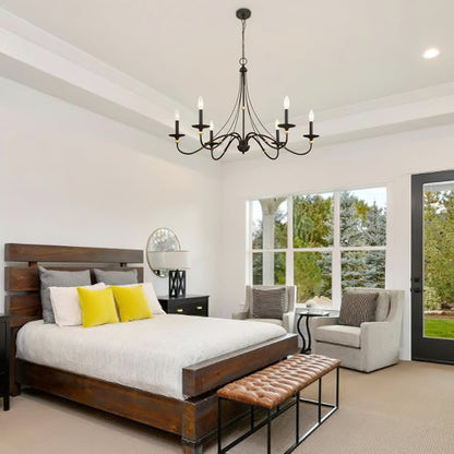 Celestial Brass Multi-Arm Chandelier – Modern 6/8-Light Ceiling Fixture