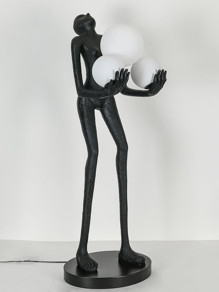 Celestial Orb LED Floor Lamp with Sculptural Metal Frame