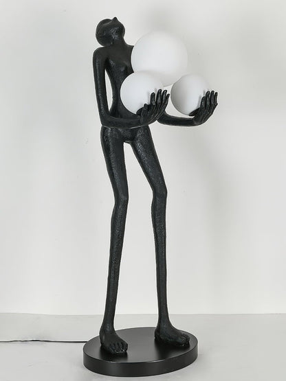 Celestial Orb LED Floor Lamp with Sculptural Metal Frame