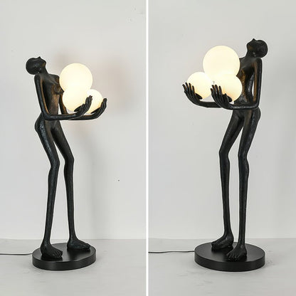 Celestial Orb LED Floor Lamp with Sculptural Metal Frame
