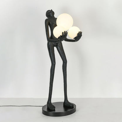Celestial Orb LED Floor Lamp with Sculptural Metal Frame
