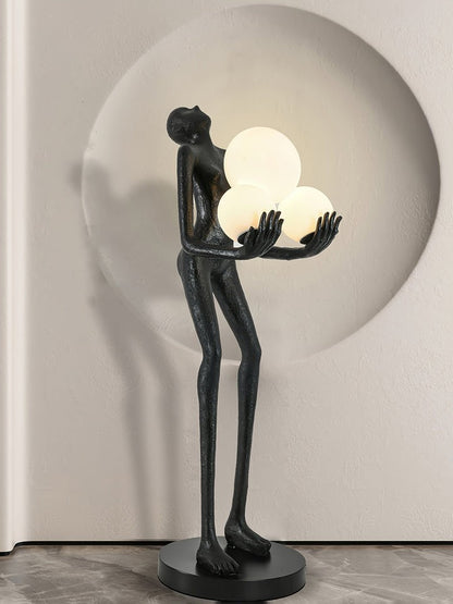 Celestial Orb LED Floor Lamp with Sculptural Metal Frame