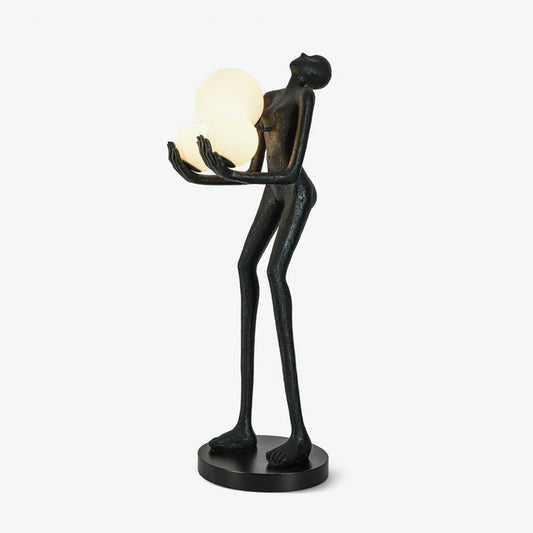 Celestial Orb LED Floor Lamp with Sculptural Metal Frame