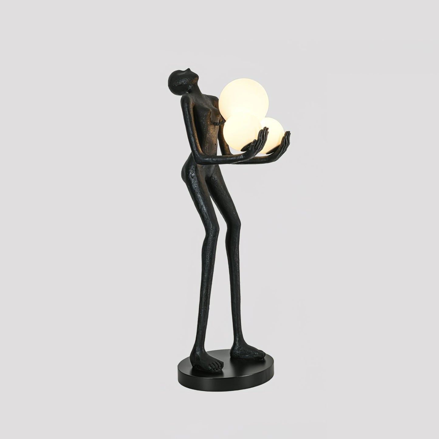 Celestial Orb LED Floor Lamp with Sculptural Metal Frame