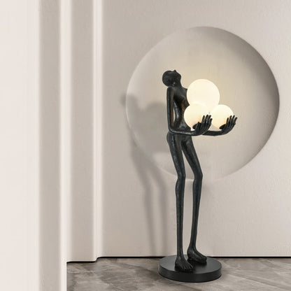 Celestial Orb LED Floor Lamp with Sculptural Metal Frame