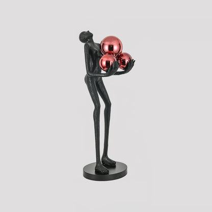 Celestial Orb LED Floor Lamp with Sculptural Metal Frame