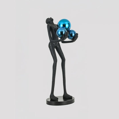 Celestial Orb LED Floor Lamp with Sculptural Metal Frame