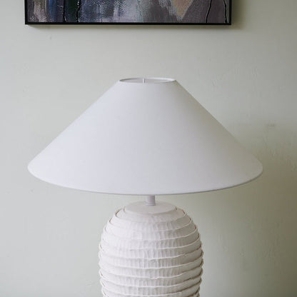 Ceramic Ripple Table Lamp with White Linen Shade