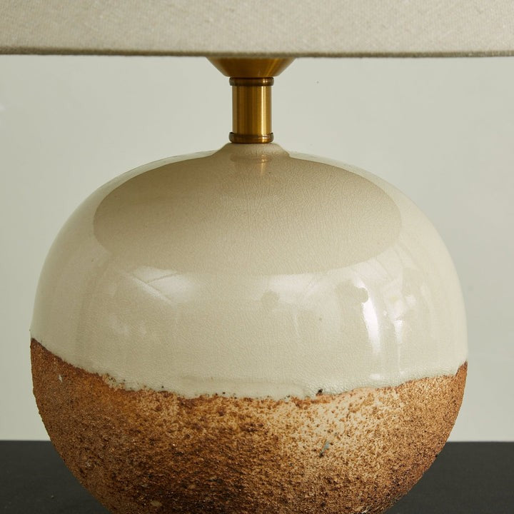 Ceramic Terracotta Table Lamp with Linen Shade